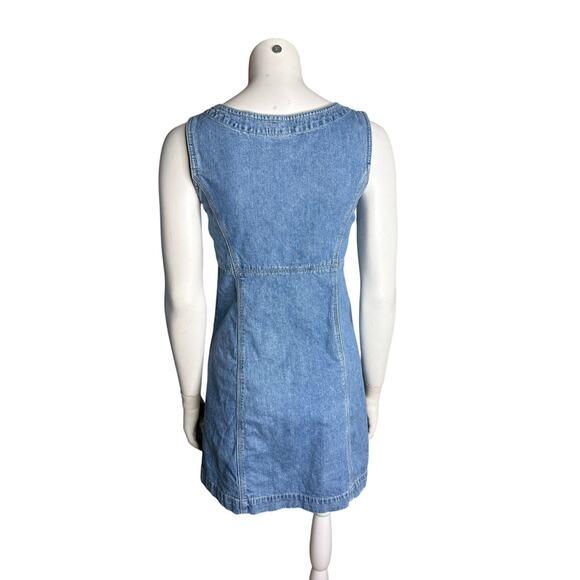 Vintage Gap Denim Dress Women's 6 Blue Button Down Sleeveless Cottage Core - Picture 2 of 7